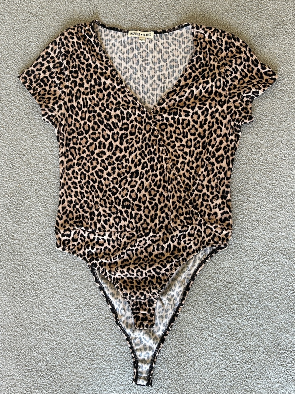 Inspired Hearts Leopard Print One-Piece in Brown and Black